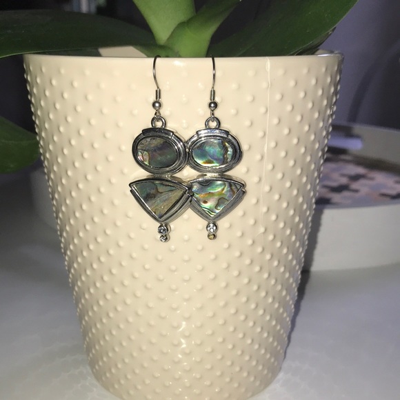 Iridescent Earrings with small rhinestones - Picture 2 of 3